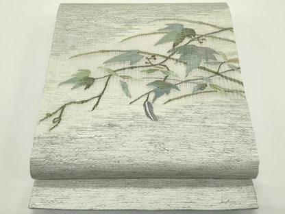 平和屋着物＊夏物　太鼓柄袋帯　すくい織　枝葉文　正絹　逸品　CABJ8817rv