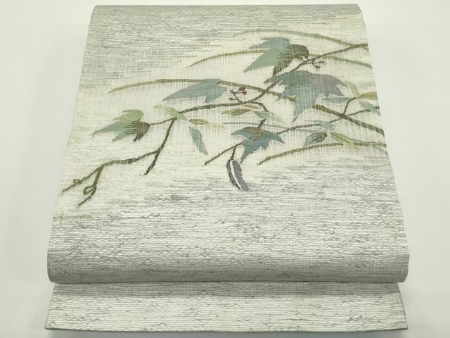 平和屋着物＊夏物　太鼓柄袋帯　すくい織　枝葉文　正絹　逸品　CABJ8817rv