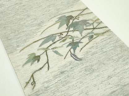 平和屋着物＊夏物　太鼓柄袋帯　すくい織　枝葉文　正絹　逸品　CABJ8817rv