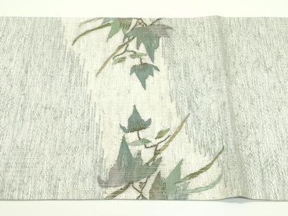 平和屋着物＊夏物　太鼓柄袋帯　すくい織　枝葉文　正絹　逸品　CABJ8817rv