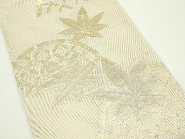 平和屋着物＊夏物　六通柄袋帯　楓籬文　金銀糸　正絹　逸品　CABJ8819rv
