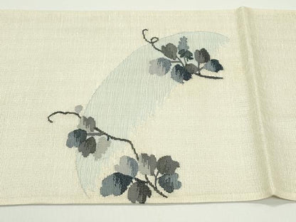 平和屋着物＊夏物　太鼓柄袋帯　すくい織　兎蔦の葉文　正絹　逸品　CABJ8824rv