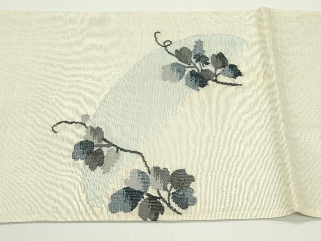 平和屋着物＊夏物　太鼓柄袋帯　すくい織　兎蔦の葉文　正絹　逸品　CABJ8824rv