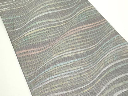 平和屋着物＊夏物　六通柄袋帯　よろけ縞　金銀糸　正絹　逸品　CABJ8827rv