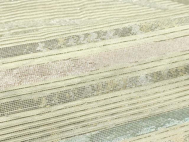 平和屋着物＊夏物　六通柄袋帯　横段文　金銀糸　正絹　逸品　CABJ8828rv