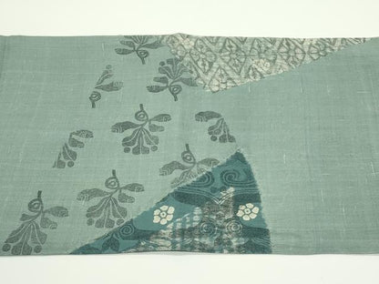 平和屋着物＊夏物　太鼓柄袋帯　絞り　草花文　正絹　逸品　CABJ8832rv