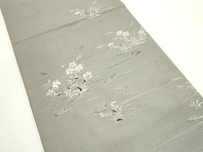 平和屋着物＊夏物　アンティーク　大正ロマン　丸帯　引き抜き帯　刺繍　流水草花文　正絹　逸品　CABJ8836rv