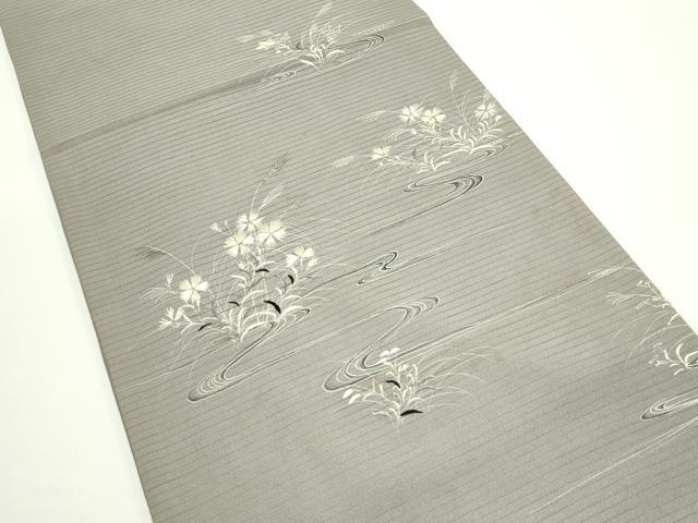 平和屋着物＊夏物　アンティーク　大正ロマン　丸帯　引き抜き帯　刺繍　流水草花文　正絹　逸品　CABJ8836rv