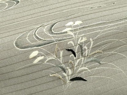 平和屋着物＊夏物　アンティーク　大正ロマン　丸帯　引き抜き帯　刺繍　流水草花文　正絹　逸品　CABJ8836rv
