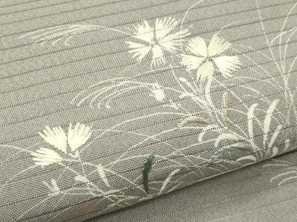 平和屋着物＊夏物　アンティーク　大正ロマン　丸帯　引き抜き帯　刺繍　流水草花文　正絹　逸品　CABJ8836rv