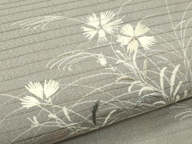 平和屋着物＊夏物　アンティーク　大正ロマン　丸帯　引き抜き帯　刺繍　流水草花文　正絹　逸品　CABJ8836rv