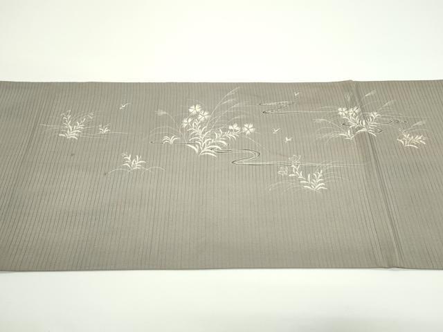 平和屋着物＊夏物　アンティーク　大正ロマン　丸帯　引き抜き帯　刺繍　流水草花文　正絹　逸品　CABJ8836rv