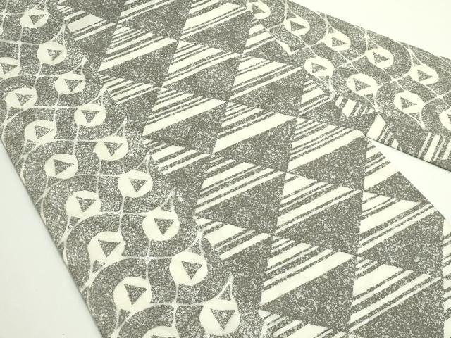 平和屋着物＊夏物　九寸名古屋帯　松煙染　ラインストーン　幾何学文様　正絹　逸品　CABJ8844rv