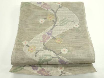 平和屋着物＊夏物　1854年創業　帯屋捨松　八寸名古屋帯　枝花文　正絹　逸品　CABJ8848rv