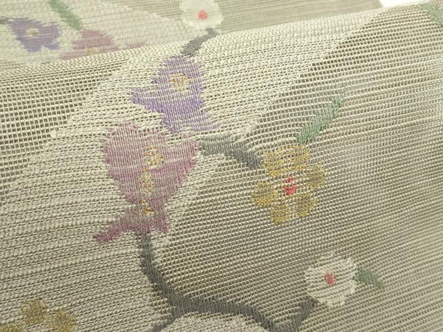 平和屋着物＊夏物　1854年創業　帯屋捨松　八寸名古屋帯　枝花文　正絹　逸品　CABJ8848rv