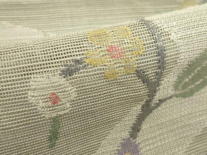 平和屋着物＊夏物　1854年創業　帯屋捨松　八寸名古屋帯　枝花文　正絹　逸品　CABJ8848rv