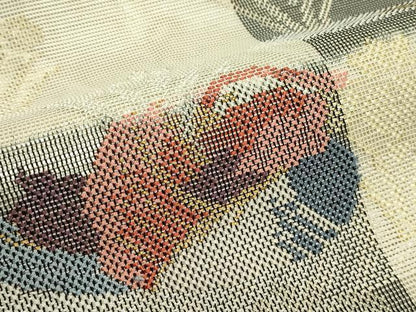 平和屋着物＊夏物　太鼓柄袋帯　市松鴛鴦花文　金銀糸　正絹　逸品　CABJ8851rv