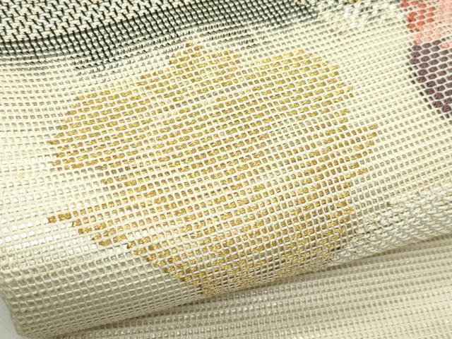 平和屋着物＊夏物　太鼓柄袋帯　市松鴛鴦花文　金銀糸　正絹　逸品　CABJ8851rv