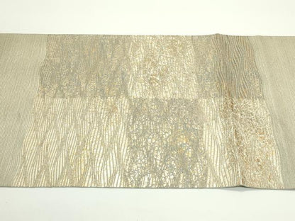 平和屋着物＊夏物　太鼓柄袋帯　市松文様　金糸　正絹　逸品　CABJ8854rv