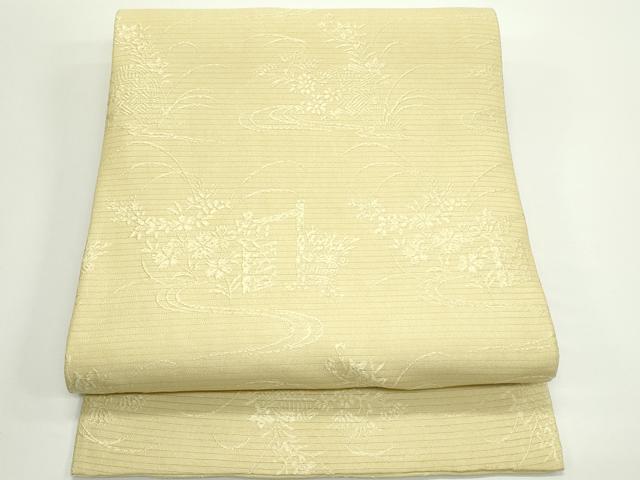 平和屋着物＊夏物　全通柄　京袋帯　引き抜き帯　草花文　正絹　逸品　CABJ8855rv