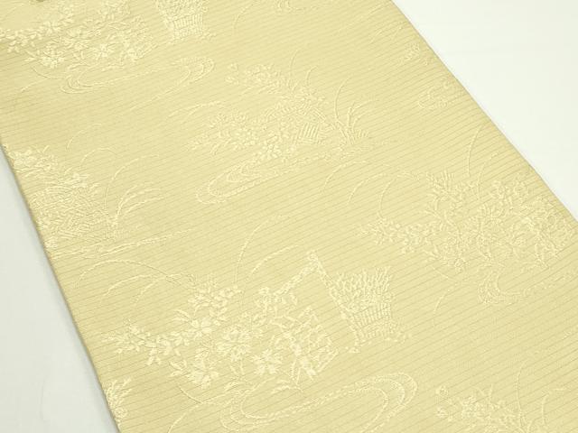 平和屋着物＊夏物　全通柄　京袋帯　引き抜き帯　草花文　正絹　逸品　CABJ8855rv