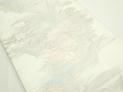 平和屋着物＊夏物　六通柄袋帯　草花文　銀糸　CABJ8856rv