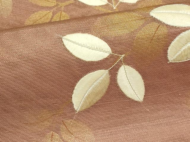 平和屋着物＊夏物　太鼓柄袋帯　刺繍　萩　金彩　正絹　逸品　CABJ8859rv