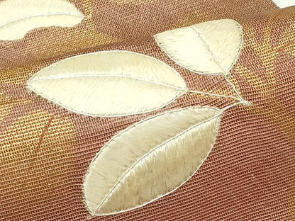 平和屋着物＊夏物　太鼓柄袋帯　刺繍　萩　金彩　正絹　逸品　CABJ8859rv