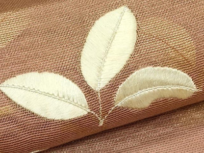 平和屋着物＊夏物　太鼓柄袋帯　刺繍　萩　金彩　正絹　逸品　CABJ8859rv