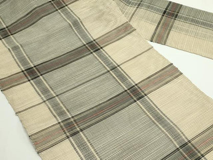 平和屋着物＊夏物　西陣　八寸名古屋帯　格子柄　正絹　逸品　CABJ8863rv