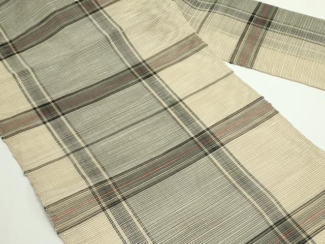 平和屋着物＊夏物　西陣　八寸名古屋帯　格子柄　正絹　逸品　CABJ8863rv