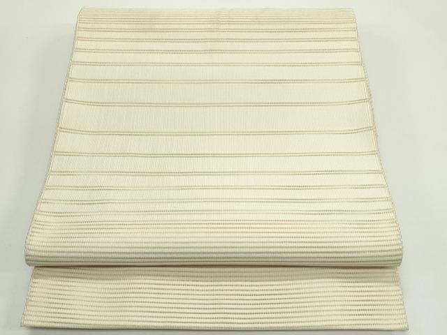 平和屋着物＊夏物　八寸名古屋帯　絽綴れ　横段文　浅黄色　正絹　逸品　CABJ8866rv