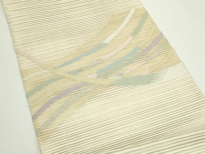 平和屋着物＊夏物　八寸名古屋帯　絽綴れ　霞文　銀糸　正絹　逸品　CABJ8867rv
