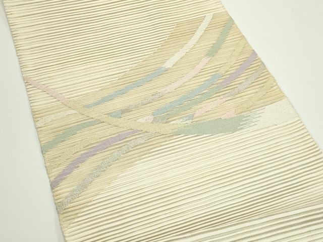 平和屋着物＊夏物　八寸名古屋帯　絽綴れ　霞文　銀糸　正絹　逸品　CABJ8867rv