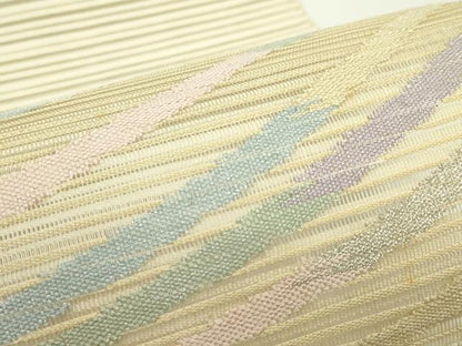 平和屋着物＊夏物　八寸名古屋帯　絽綴れ　霞文　銀糸　正絹　逸品　CABJ8867rv