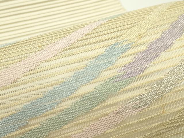 平和屋着物＊夏物　八寸名古屋帯　絽綴れ　霞文　銀糸　正絹　逸品　CABJ8867rv