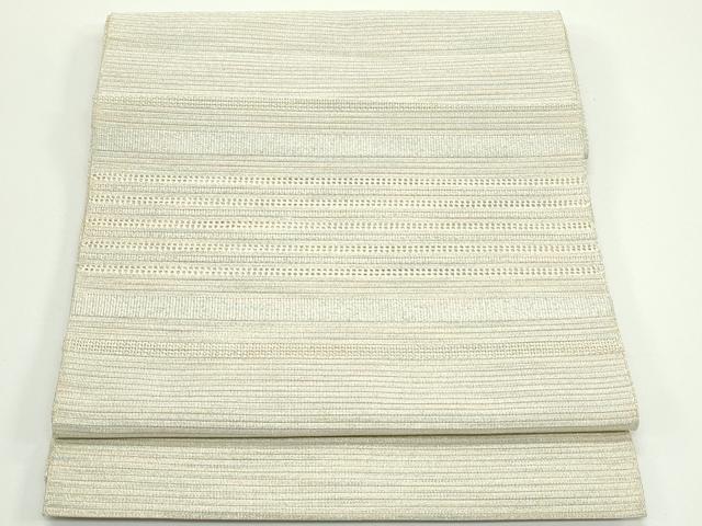 平和屋着物＊夏物　八寸名古屋帯　絽綴れ　横段文　銀糸　正絹　逸品　CABJ8870rv