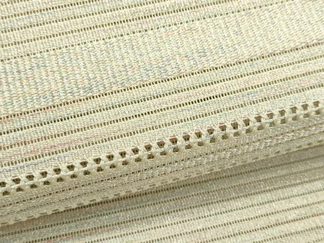 平和屋着物＊夏物　八寸名古屋帯　絽綴れ　横段文　銀糸　正絹　逸品　CABJ8870rv