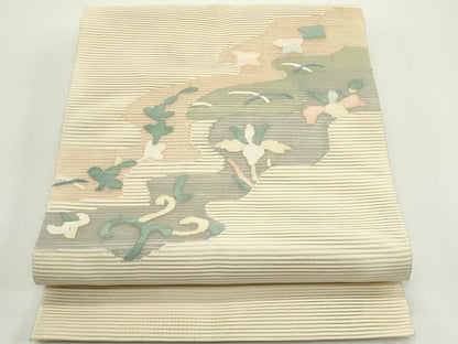 平和屋着物＊夏物　八寸名古屋帯　絽綴れ　草花文　正絹　逸品　CABJ8871rv
