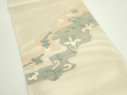 平和屋着物＊夏物　八寸名古屋帯　絽綴れ　草花文　正絹　逸品　CABJ8871rv