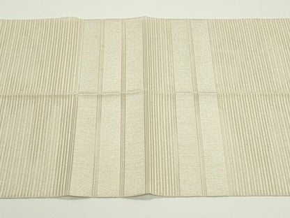 平和屋着物＊夏物　八寸名古屋帯　絽綴れ　横段文　銀糸　正絹　逸品　CABJ8874rv