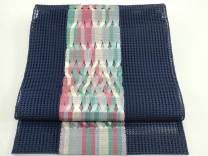 平和屋着物＊夏物　八寸名古屋帯　羅　間道　正絹　逸品　CABJ8879rv