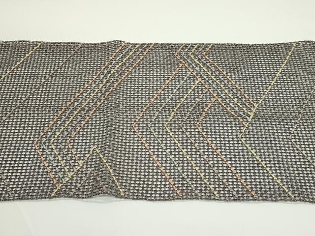 平和屋着物＊夏物　八寸名古屋帯　羅　幾何学文様　正絹　逸品　CABJ8880rv