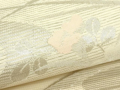 平和屋着物＊夏物　六通柄袋帯　秋草文　銀糸　正絹　逸品　CABJ8882rv