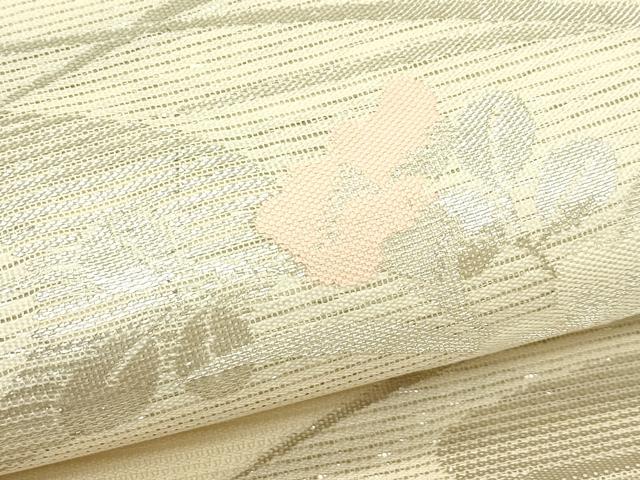 平和屋着物＊夏物　六通柄袋帯　秋草文　銀糸　正絹　逸品　CABJ8882rv