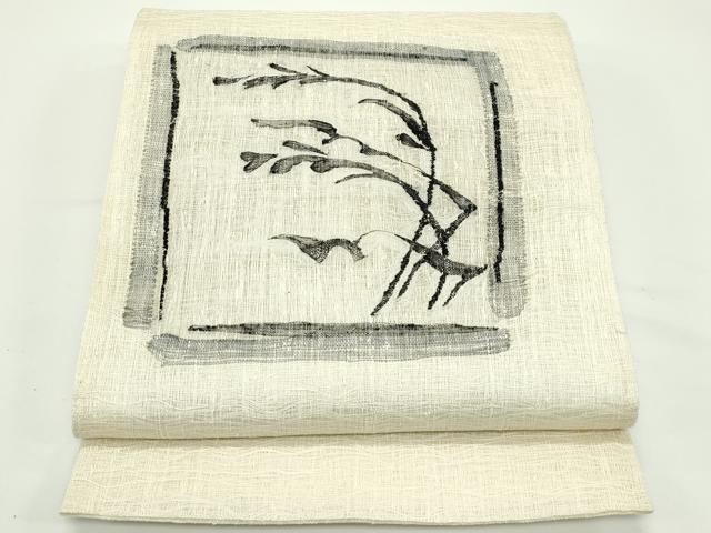 平和屋着物＊夏物　太鼓柄袋帯　すくい織　草木文　正絹　逸品　CABJ8883rv