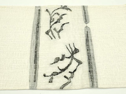 平和屋着物＊夏物　太鼓柄袋帯　すくい織　草木文　正絹　逸品　CABJ8883rv