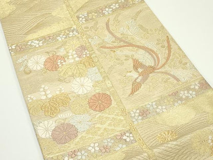 平和屋着物＊夏物　六通柄袋帯　唐織　氷室　鳳凰立波文　金銀糸　鈴乃屋扱い　正絹　逸品　CABJ8885rv