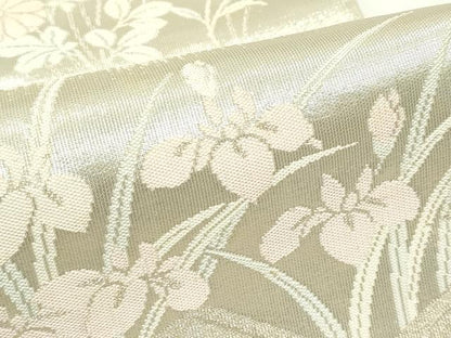 平和屋着物＊夏物　六通柄袋帯　秋草文　銀糸　正絹　逸品　CABJ8970rv