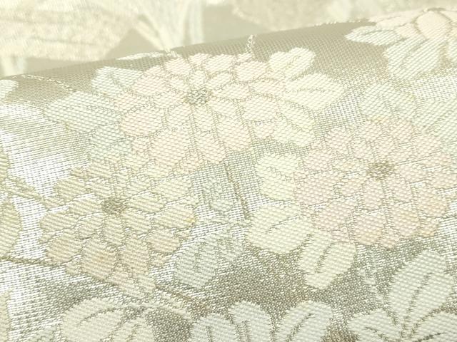 平和屋着物＊夏物　六通柄袋帯　秋草文　銀糸　正絹　逸品　CABJ8970rv